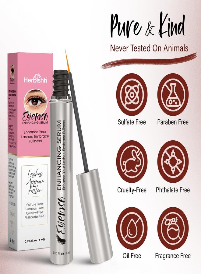 Herbishh Eyelash Enhancing Nourishing Serum for Longer, Thicker Lashes, Safe for Lash Extensions, Fragrance-Free Lash Serum, Sulfate-Free, Travel-Friendly, 0.135 fl. oz - Image 4